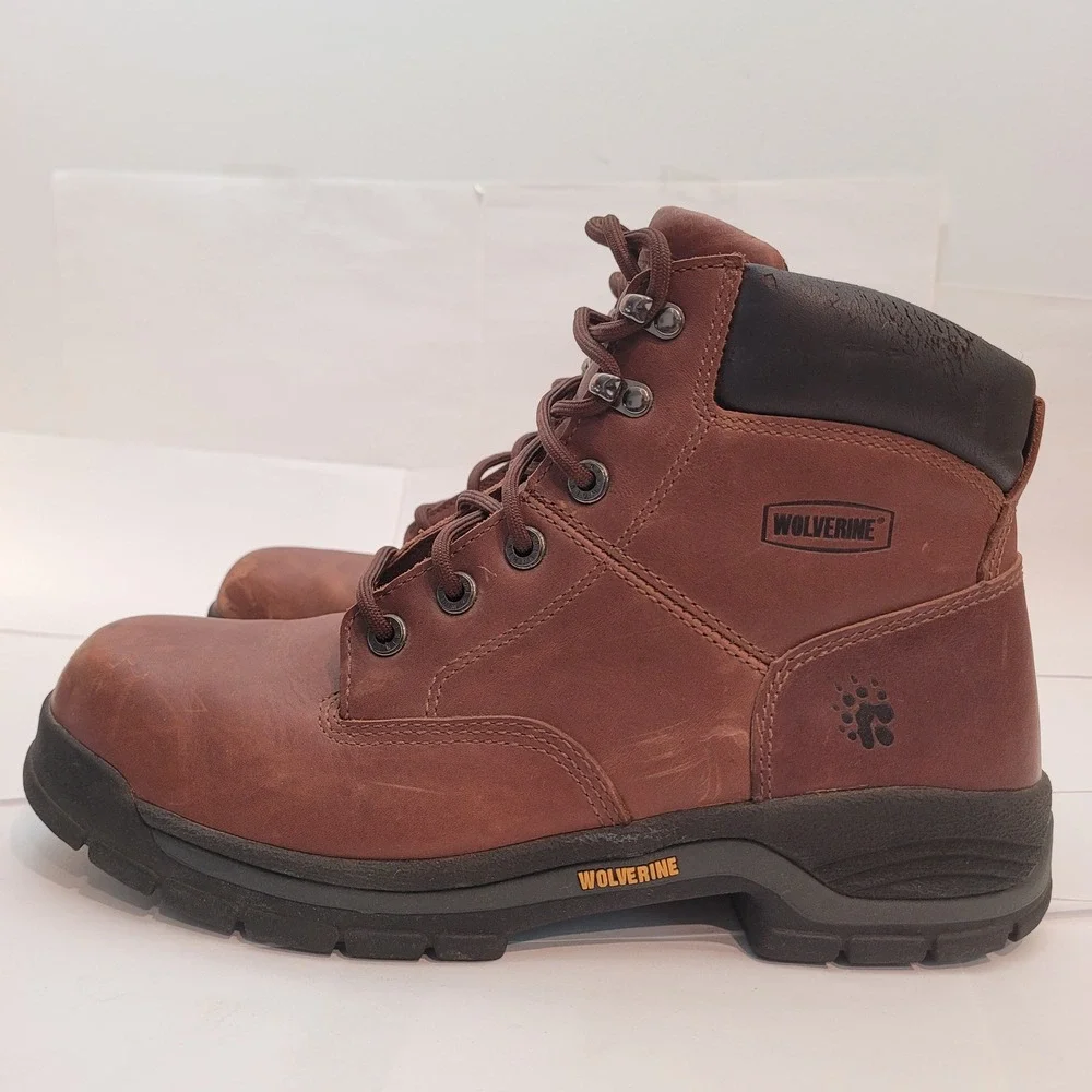 Wolverine Work Boots Mens Brown Leather Lace Up Ankle W08906‎ Size 10.5 M